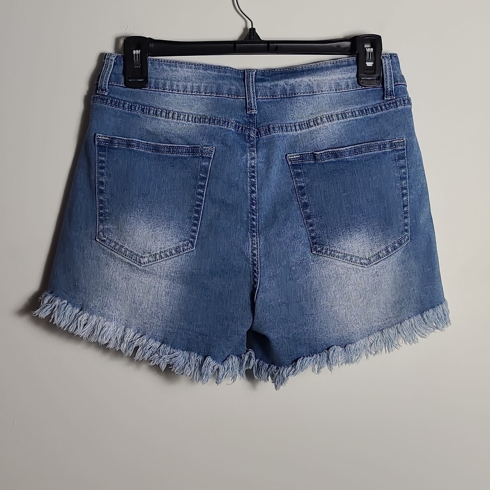🚨LAST CHANCE🚨LUVAMIA Denim Jean Shorts Frayed Hem High Rise Cotton Size Medium - Picture 10 of 15